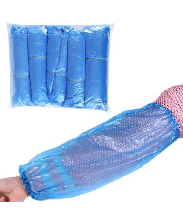 300 Pieces Disposable Oversleeves Disposable Arm Sleeves Waterproof Plastic Oversleeves Cleaning Sleeves (Blue)