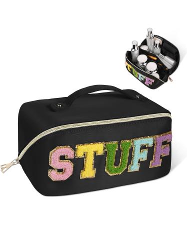 Aucuu Premium Nylon Cosmetic Travel Bag | Large Capacity Zipper Organizer | Waterproof Portable Makeup Case | Gift for Women (Black) #19 - Buy Online on GoSupps.com
