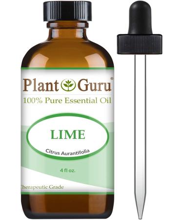 Lime Essential Oil 4 oz 100% Pure Undiluted Therapeutic Grade Cold Pressed from Fresh Lime Peel, Great for Aromatherapy Diffuser, Relaxation and Calming, Natural Cleaner.