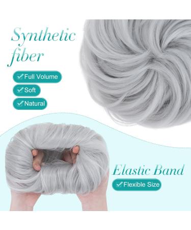 S-Noilite Silver Grey Hair Scrunchies: Thick Messy Bun Chignons Ponytail Extensions - Buy Online on GoSupps.com