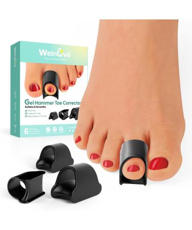 Welnove Toe Separator Toe Spacer for Women Bunion Protector for Women Protector for Toe 6 Count 3 Size Black