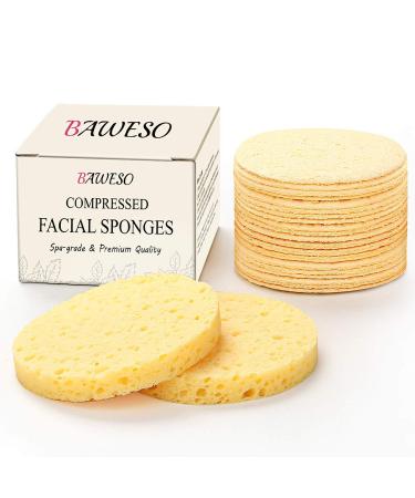 Facial Sponges - 100% Natural Compressed Cellulose Puff, Reusable Bigger / Thicker (3"15/0.4") Face Deep Cleansing and Soft Exfoliating Spa Pads 20Pcs