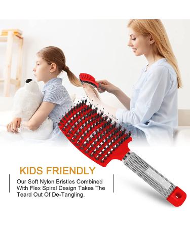 Voremy Magical Detangling Brush for Wet or Dry Hair - Curved & Vented Design - Men, Women, Kids - Long, Thick, Thin, Curly Hair - Pink+Gold - Buy Online on GoSupps.com