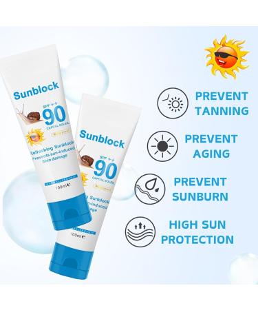 Snail Essence Sunblock - Anti UV Rays Face Sunscreen - Factor 90 Suncream for Face & Body - Face SPF90++ - Waterproof & Sweatproof Sun Cream - Moisturizingg Face Suncream - Buy Online on GoSupps.com