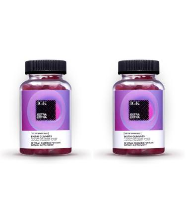 IGK Biotin Hair Gummies 10 000mcg Biotin (60 Count) Strawberry Flavored Hair Growth Supplement Gummies for Healthy Hair Skin & Nails Vegan Help Combat Hair Loss & Thinning 5.44 Ounce (Pack of 2)