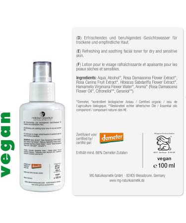 Martina Gebhardt Demeter natural cosmetics Rose Tonic With wild rose and hibiscus flower extract gives a pleasant fresh scent 3 x 100 ml - Buy Online on GoSupps.com