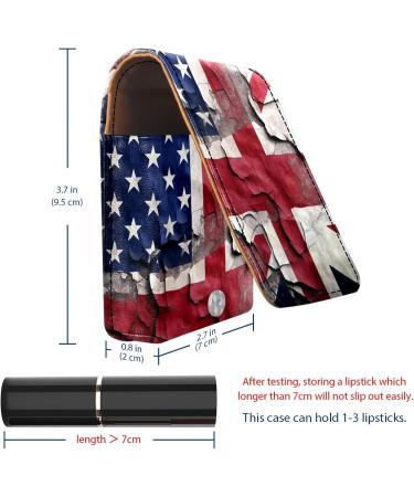 Travel Lipstick Organizer Case | Portable Makeup Bag with Mirror | Vintage American Flag Design - B176l5hami - Buy Online on GoSupps.com
