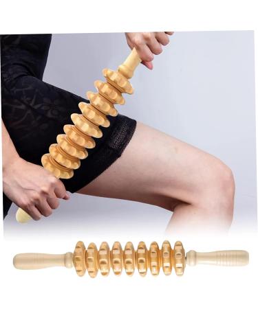 2PC Lymphatic Drainage Tool Set - Natural Wood Therapy Massage Tools & 9-Wheel Wooden Roller for Body Relief - Buy Online on GoSupps.com