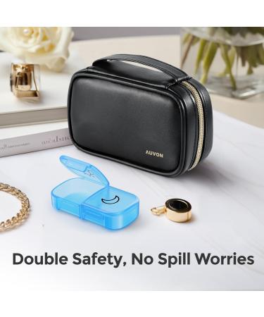 Buy AUVON Weekly Pill Organizer 2x Daily with Leather Bag - Portable 7-Day AM PM Pill Box for Vitamins & Medications - Buy Online on GoSupps.com