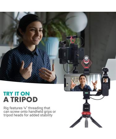 Movo OPR-50 Smartphone Video Rig for DJI OSMO Pocket 1 & 2 - Includes Smartphone Mount and 2X Shoe Mount - Phone Stabilizer for Video Recording with Microphone and Light support - Buy Online on GoSupps.com