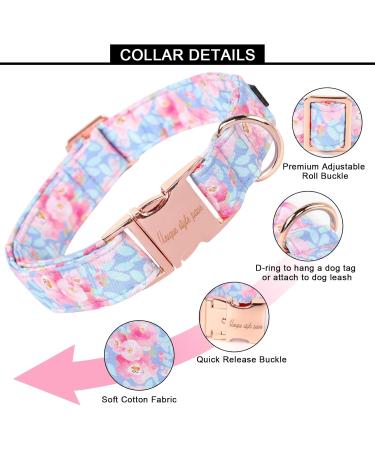 Buy Unique Style Paws Summer Dog Collar - Blue College Design with Pink Flower - Durable for Small Medium & Large Dogs - Buy Online on GoSupps.com