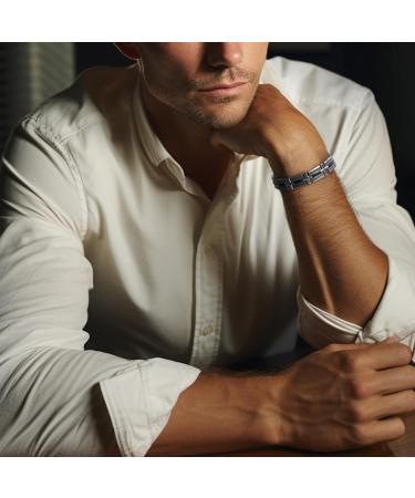 Rainso Men's Stainless Steel Magnetic Bracelet - 3500 Gauss Braided Twist Design Includes Tools & Gift Box - Perfect Jewelry Gift - Buy Online on GoSupps.com
