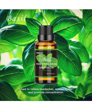 Basil Essential Oil - 100% Natural Aromatherapy Oil for Diffusers Humidifiers Massage Skin & Hair Care | 1.01 fl oz - Buy Online on GoSupps.com