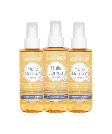 Evoluderm EVOLUDERM - Cleansing Oil - 150 ml - Naturally Derived Ingredients - Vegan - Made in France - Pack of 3 x 150 ml