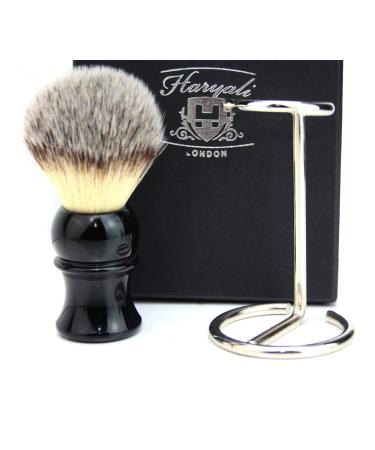 Luxury Shaving Brush Gift Set (Synthetic Hair Brush Steel & Chrome Handle) by Haryali London