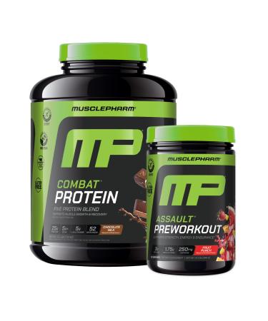 Muscle Pharm Combat 4lb Chocolate Protein and MusclePharm Assualt Fruit Punch Preworkout
