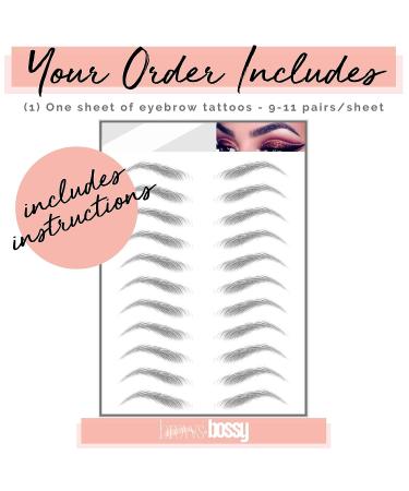 Bossy Studio & Co Waterproof Eyebrow Tattoos in Arched Ash Brown - Temporary & Transferable Brows for Women and Men - Buy Online on GoSupps.com