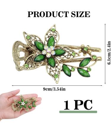 Vintage Jewelry Crystal Hair Clips Floral Hairpins Rhinestone French Decorative Hair Barrettes Barrette Metal Retro Hair Clasps Luxury Jewelry Accessories Gift for Women Girls Teens (Green) - Buy Online on GoSupps.com