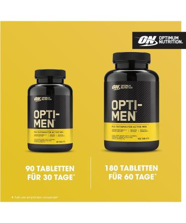 Optimum Nutrition Opti-Men Multi-Vitamin Supplement for Men - 90 Capsules, 30 Servings - With Vitamin D, C, B6 & Amino Acids - Unflavoured - Buy Online on GoSupps.com