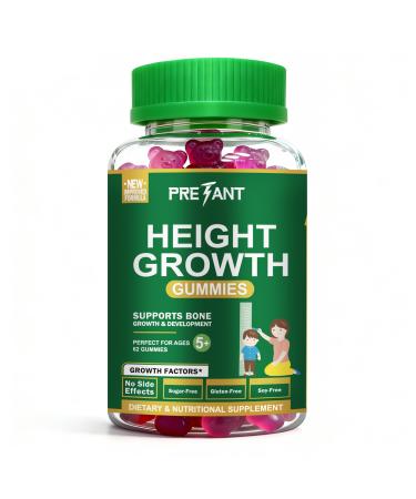 PRETANT- Growth Gummies (Grape) Natural Growth & Development Supplement for Kids & Teens - Vitamin C Calcium & Ashwagandha - Bone Strength Vitamins - Picky Eater Vitamin for Kids - Ages 5+ 62 Count (Pack of 1)