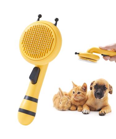 Pet Grooming shedding Brush,Little Bee Self Cleaning Slicker Undercoat Rake comb for Dogs&Cats&rabbit&puppy,Easily Removes Tangles Hair and Loose Fur from The Pet's Mats