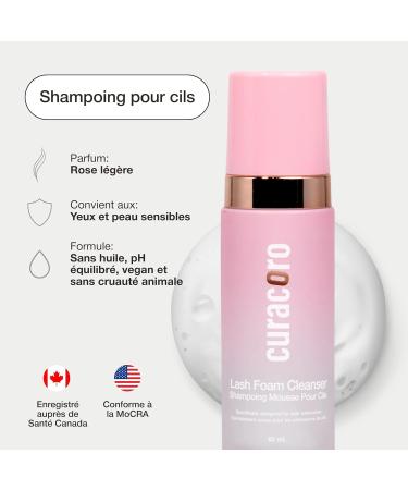 Curacoro 60ML Shampoing pour extensions de cils (Parfum Rose) - mousse nettoyante pour peau sensible limine le maquillage waterproof pour usage professionnel et domestique. Lash Shampoo (60ML Rose Scented) - Buy Online on GoSupps.com
