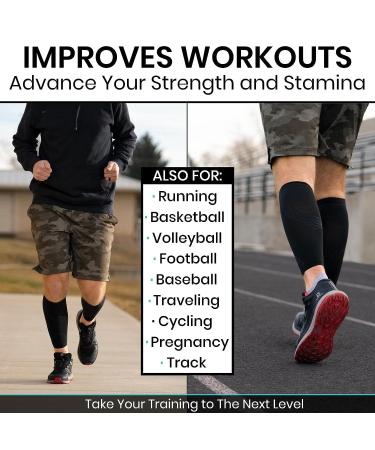 Vive Compression Calf Sleeves - Footless Running / Cycling Socks for Diabetics, Arthritis, Shin Splints - Medium Size (1 Pair) - Buy Online on GoSupps.com