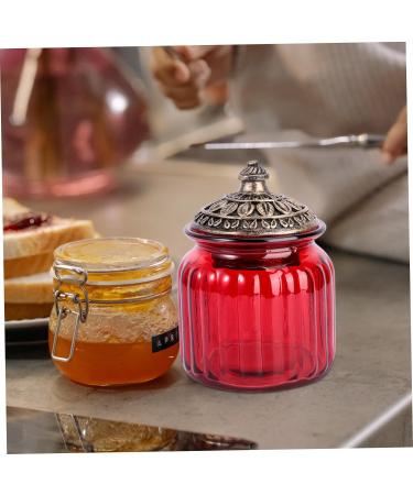 Zerodeko 1pc Red Airtight Jar Food Decor Spice Containers Red Decor Clear Pasta Containers Tea Storage Jar Condiments Containers Rice Container House Decorations for Home Can Glass Resin - Buy Online on GoSupps.com