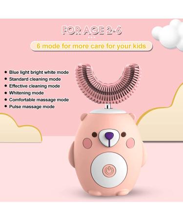 GASLIKE Kids Electric U-Shaped Ultrasonic Toothbrush | 6 Smart Modes, Auto Whitening, IPX7 Waterproof | Ages 2-7 (Pink) - Buy Online on GoSupps.com