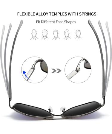 Joopin Al-Mg Metal Frame Polarised Sunglasses | UV Protection Double Bridge Aviation Sunglasses for Men Women | Driving Sun Glasses A03-gun Frame Black Lens - Buy Online on GoSupps.com
