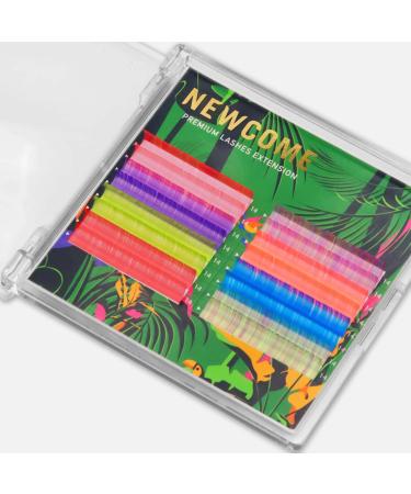 NEWCOME Neon Crystal Rainbow Lashes Mixed Color 0.07MM- Ultra-Fine Natural-Looking Volume Boost for Your Eyes Safe Hypoallergenic Materials Versatile for All Eye Shapes (C 10MM) C 10MM