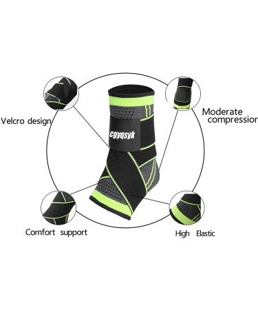 Adjustable Compression Ankle Brace for Men & Women - Large Green 1 | Stabilizes Ligaments, Eases Swelling - Sports Protection - Buy Online on GoSupps.com