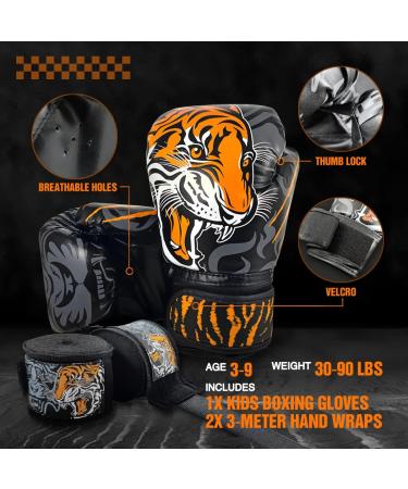 RAGECAMEL Kids Boxing Gloves with Handwraps | Training Boxing Set for 3-8 Year Old Boys and Girls | Orange Punching Gloves - Buy Online on GoSupps.com