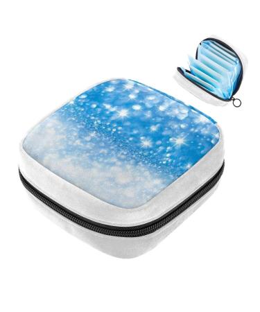 GIAPB Sanitary Napkin Storage Bag Period Bag Tampon Bag Makeup Bag Pad Pouch Snowflake Blue Background Color5425