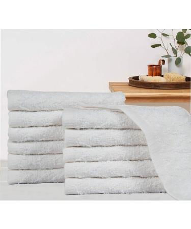 Bliss Casa Chevron White Washcloths Set - 12x12 Inch, 100% Cotton, 12 Pack - Soft & Absorbent Face Towels - Buy Online on GoSupps.com