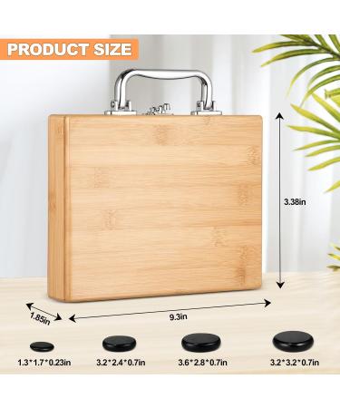 Hot Stone Massage Set - 10 Basalt Stones with Bamboo Box & Heating Device for Spa Relaxation Therapy - Buy Online on GoSupps.com