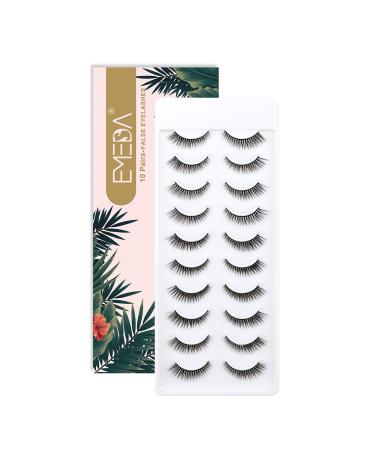Emeda natural false eyelashes cat wing fake lashes 3d soft and fluffy false eyelashes black stripes eyelashes dorisue natural eyelashes 10 pair (SK 17) natural lashes sk17 - Buy Online on GoSupps.com