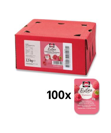 Schwartau Extra Raspberry Jam Portions - Bulk Pack of 100 x 25g | International Shipping Available - Buy Online on GoSupps.com