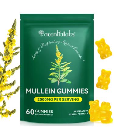NIFEISHI Mullein Gummies for Lungs 2000mg Mullein Leaf Extract for Respiratory & Digestive & Immune Support Natural Herbal Supplement Pear Flavor Gummies 60 Gummies