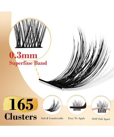 Cluster Eyelash Extensions - 165 PCS Wispy DIY Individual Lashes | Soft Mink False Eyelashes in Mixed Tray (C-8-16 Mix) - International Shipping Available - Buy Online on GoSupps.com