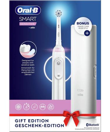 Buy Oral-B Smart Sensitive Electric Toothbrush - 5 Cleaning Modes Bluetooth App Visual Pressure Control Travel Case - Perfect Gift for Dental Care - White - Buy Online on GoSupps.com