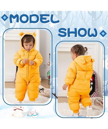 Milkiwai Baby Snowsuit Romper | Cute Bear Hooded Jumpsuit | Winter Infant Snow Wear 73 Yellow - Buy Online on GoSupps.com
