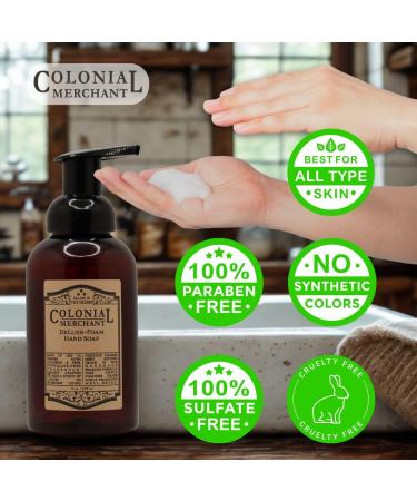 Colonial Merchant Foaming Hand Soap | Pure Cascade Bergamot Fresh Lilies & Sweet Musk | Non-Toxic Cleanser | Moisturizing Formula | 12oz | Made in USA - Buy Online on GoSupps.com