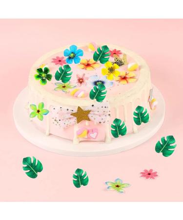 Buy Catelves 80 Pieces Edible Cake Decorations - Tropical Flowers for Wedding & Hawaii Jungle Theme - Buy Online on GoSupps.com