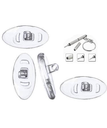 3 pairs (6 pieces) nose pads 13mm oval + screwdriver - silicone screw system