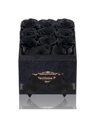 Perfectione Roses Preserved Roses in a Box, Black Real Roses Long-lasting Rose Birthday Gifts for Her Mom Wife Girlfriend Anniversary Mother's Day Valentine's Day Christmas Day