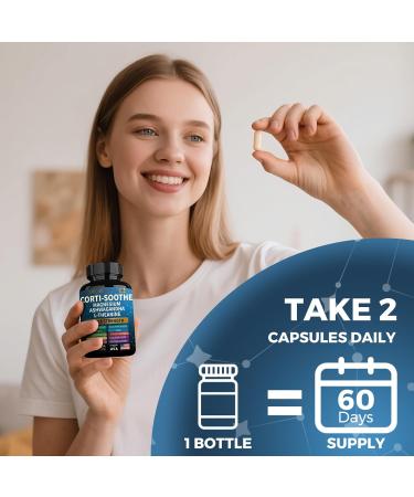 JTEVEweu Corti-Soothe Cortisol Supplement,Magnesium Glycinate 200mg, L-Theanine 150mg, Phosphatidylserine 50mg & Manager Lions Mane Holy Basil Ginkgo Biloba Bacopa Monnieri Valerian (60 Capsules) B - Buy Online on GoSupps.com