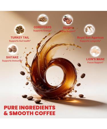 PUTRIZEN Mushroom Coffee with 6 Adaptogenic Mushrooms & MCT Oil - Instant Mushroom Coffee Powder with 2500mg of Mushrooms for Focus Energy Digestion Gut Health Immunity & Sleep 30 Servings - Buy Online on GoSupps.com
