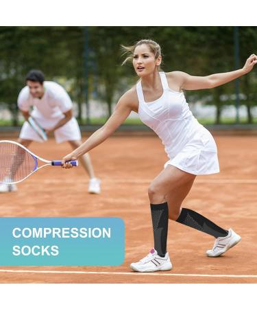 2 Pair Compression Socks 20-30mmHg Support Knee High Graduated Stockings for Men & Women - L-XL Blue - Buy Online on GoSupps.com