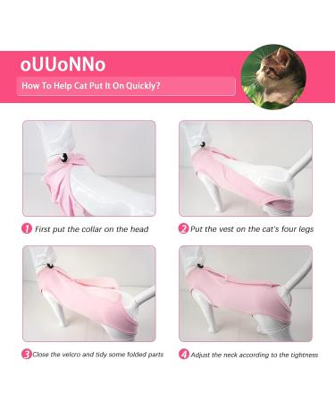 Ouuonno Cat Wound Recovery Suit - Pink L | Abdominal Surgery Pajama & E-Collar Alternative for Skin Diseases - Buy Online on GoSupps.com